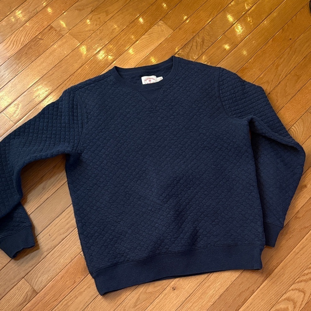 Brooks Brothers Men's Dark Blue Quilted Crewneck Sweatshirt